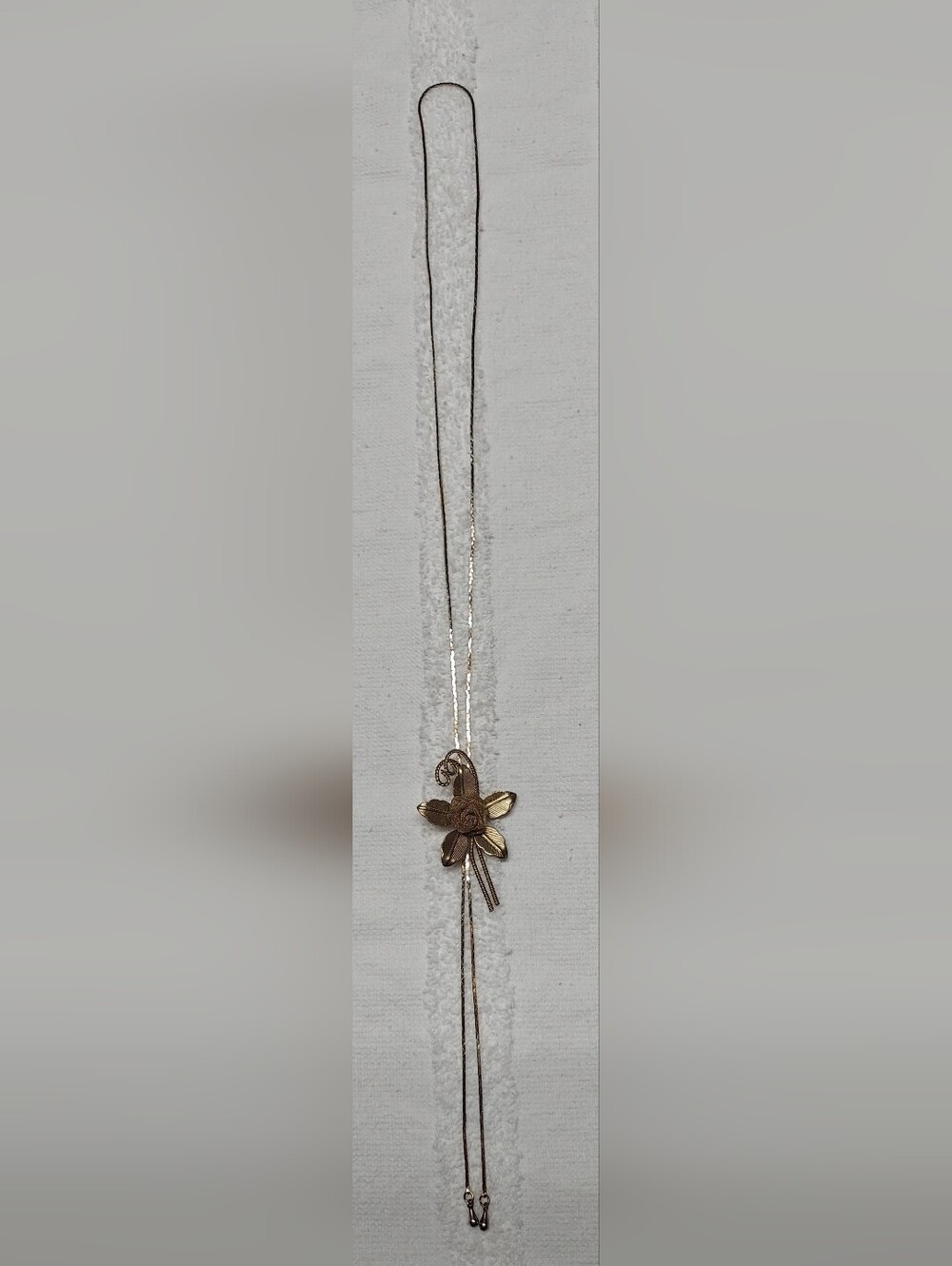 Lariat Goldtone Rose Slide Necklace